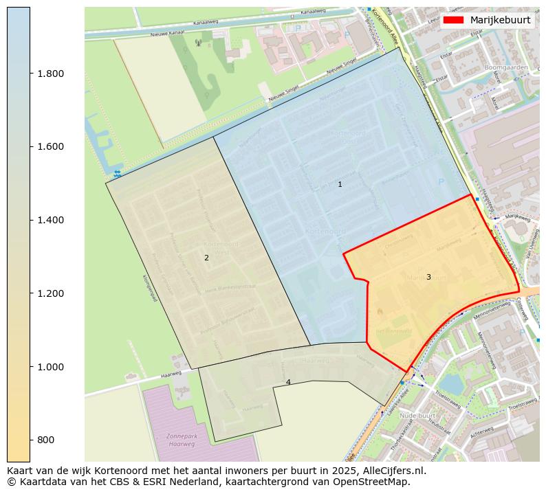 Afbeelding van de Marijkebuurt op de kaart.