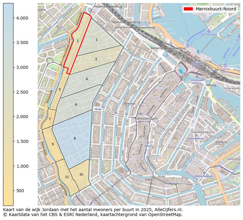 Afbeelding van de Marnixbuurt-Noord op de kaart.