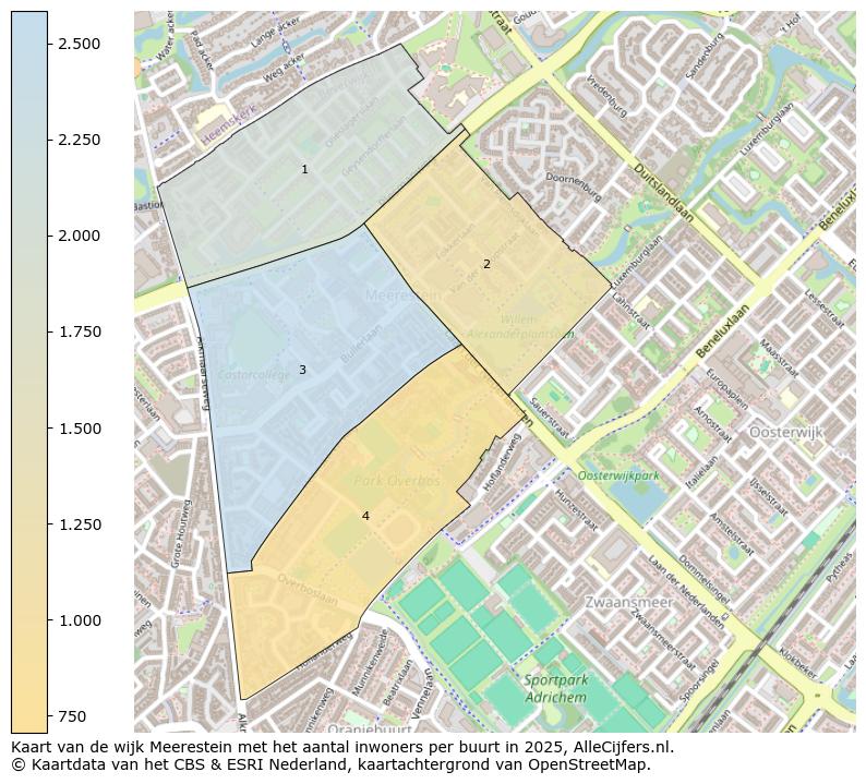 Afbeelding van de wijk Meerestein op de kaart.