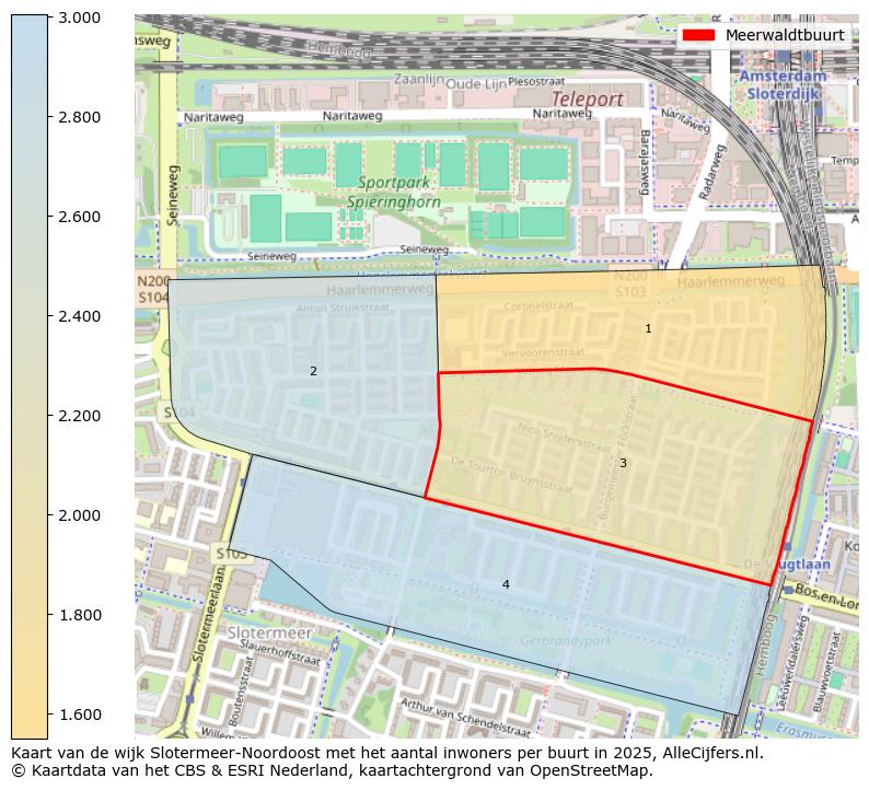 Afbeelding van de Meerwaldtbuurt op de kaart.