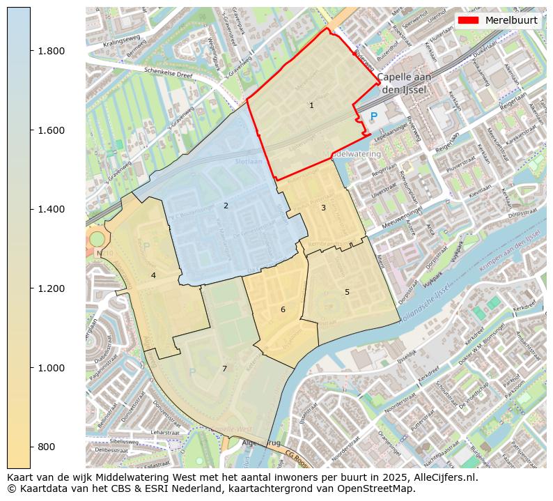 Afbeelding van de Merelbuurt op de kaart.