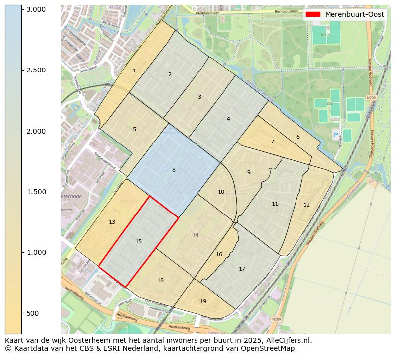 Afbeelding van de Merenbuurt-Oost op de kaart.