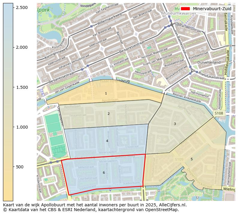 Afbeelding van de Minervabuurt-Zuid op de kaart.