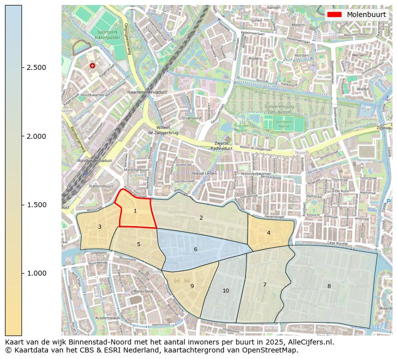 Afbeelding van de Molenbuurt op de kaart.