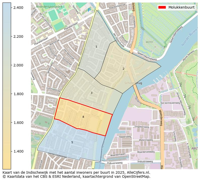 Afbeelding van de Molukkenbuurt op de kaart.