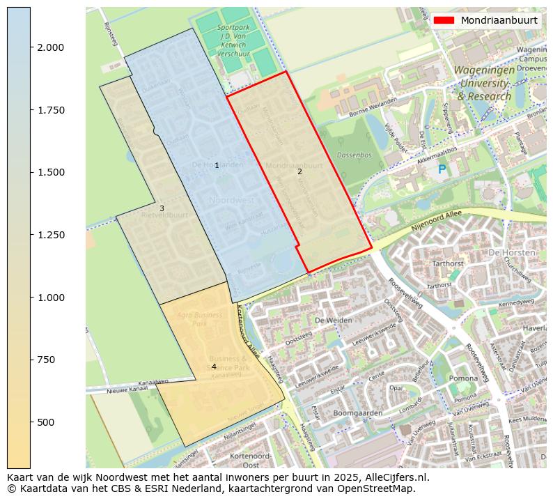 Afbeelding van de Mondriaanbuurt op de kaart.