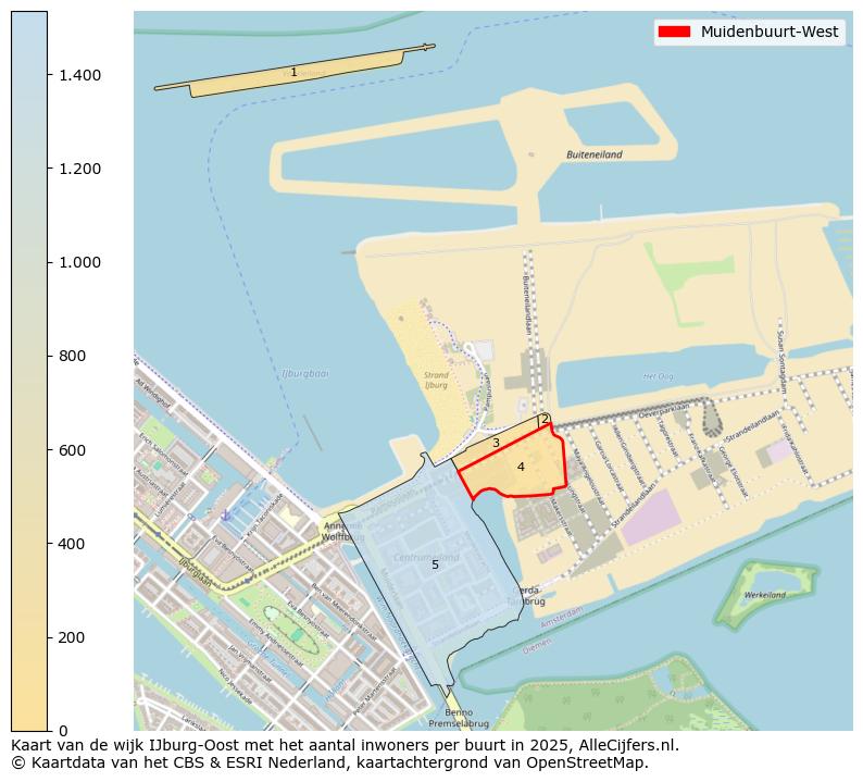 Afbeelding van de Muidenbuurt-West op de kaart.