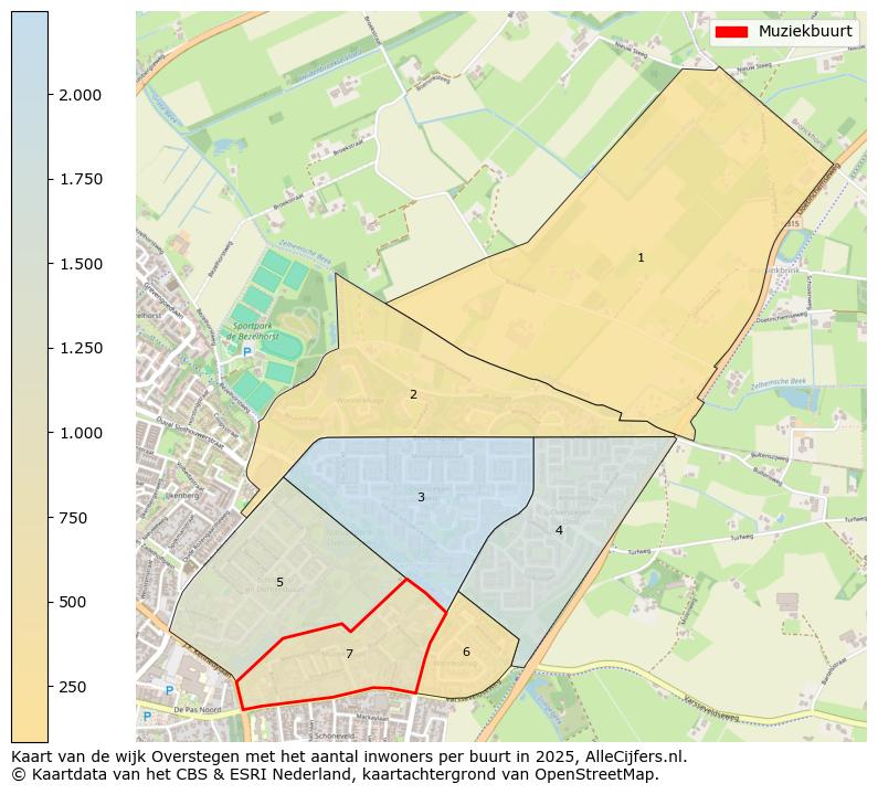 Afbeelding van de Muziekbuurt op de kaart.