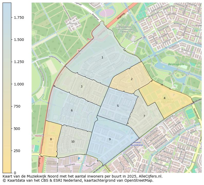 Afbeelding van de Muziekwijk Noord op de kaart.