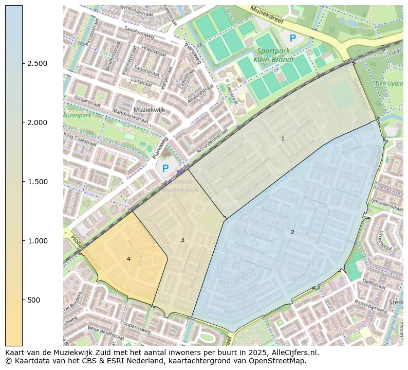 Afbeelding van de Muziekwijk Zuid op de kaart.