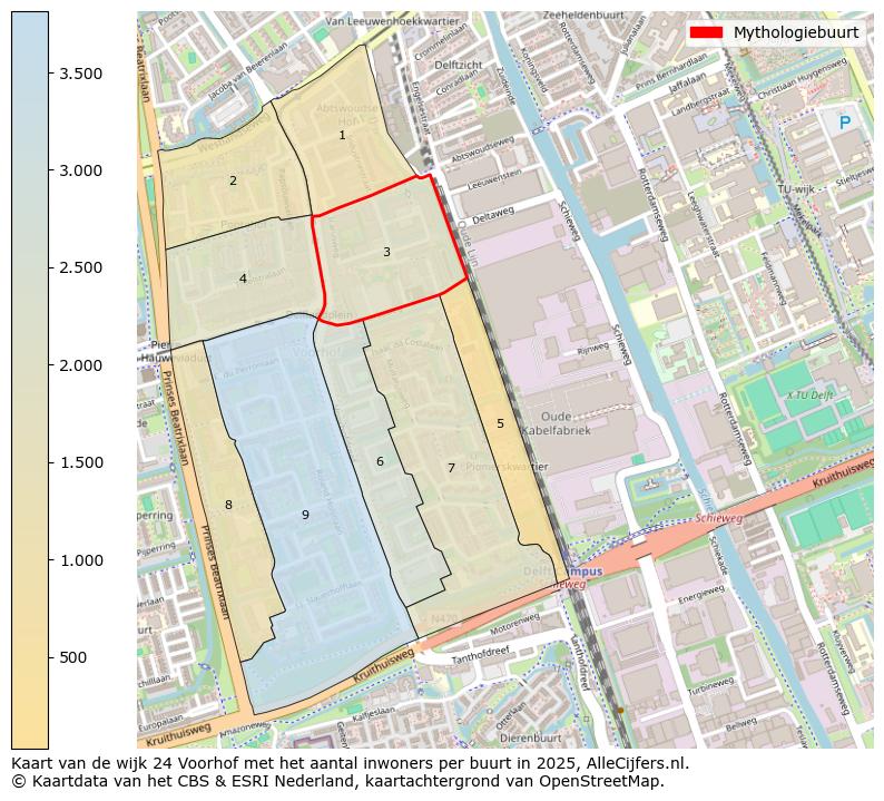 Afbeelding van de Mythologiebuurt op de kaart.