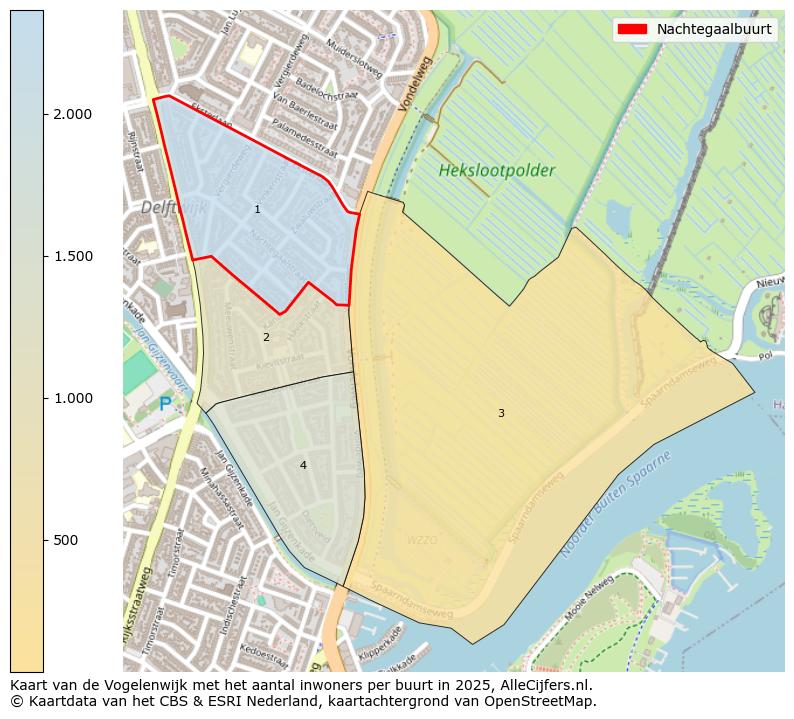 Afbeelding van de Nachtegaalbuurt op de kaart.