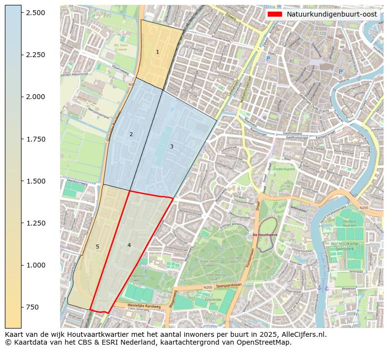 Afbeelding van de Natuurkundigenbuurt-oost op de kaart.