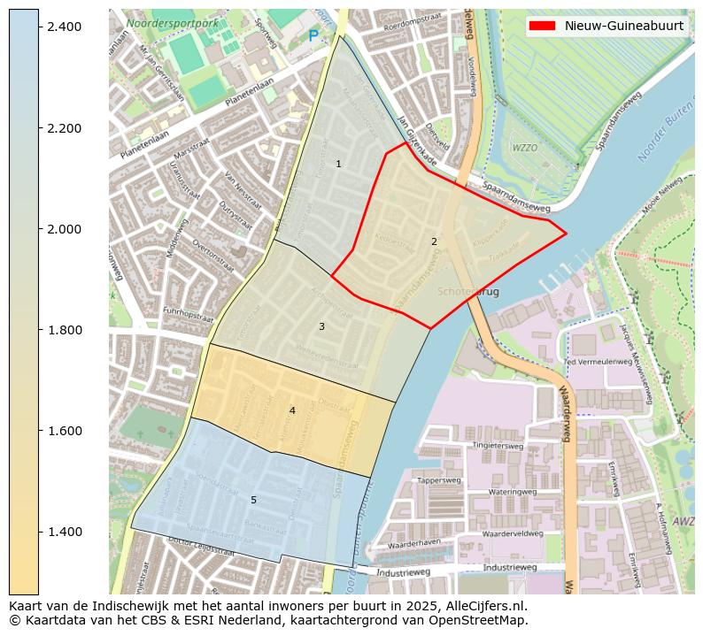 Afbeelding van de Nieuw-Guineabuurt op de kaart.
