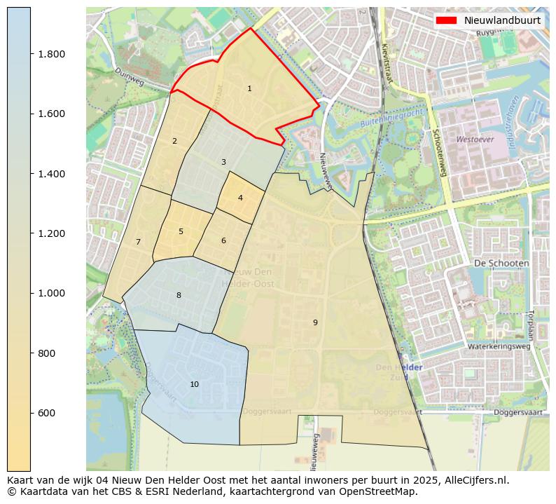 Afbeelding van de Nieuwlandbuurt op de kaart.