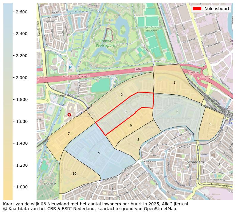 Afbeelding van de Nolensbuurt op de kaart.