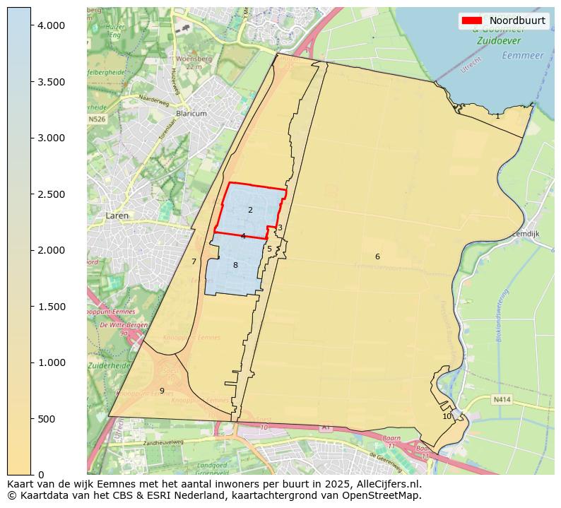 Afbeelding van de Noordbuurt op de kaart.