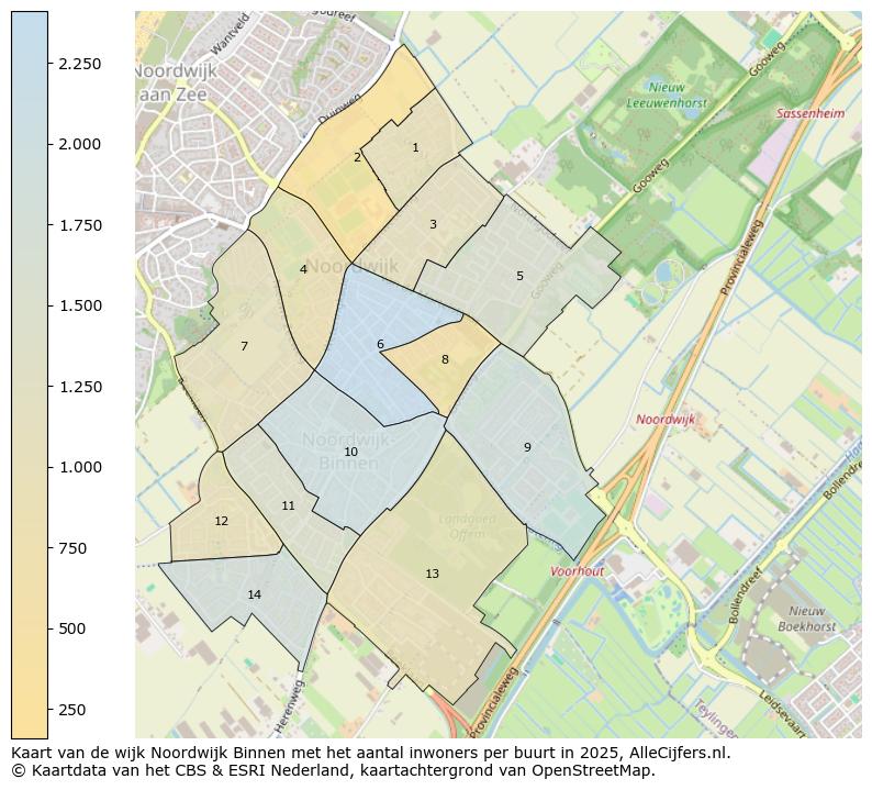Afbeelding van de wijk Noordwijk Binnen op de kaart.