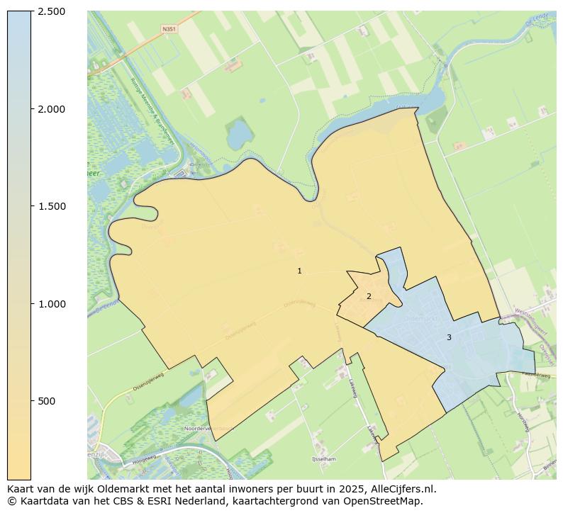 Afbeelding van de wijk Oldemarkt op de kaart.