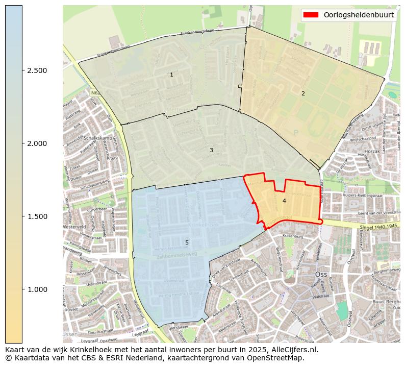 Afbeelding van de Oorlogsheldenbuurt op de kaart.