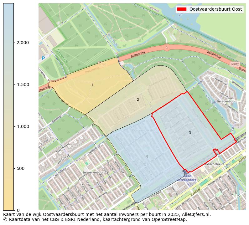 Afbeelding van de Oostvaardersbuurt Oost op de kaart.