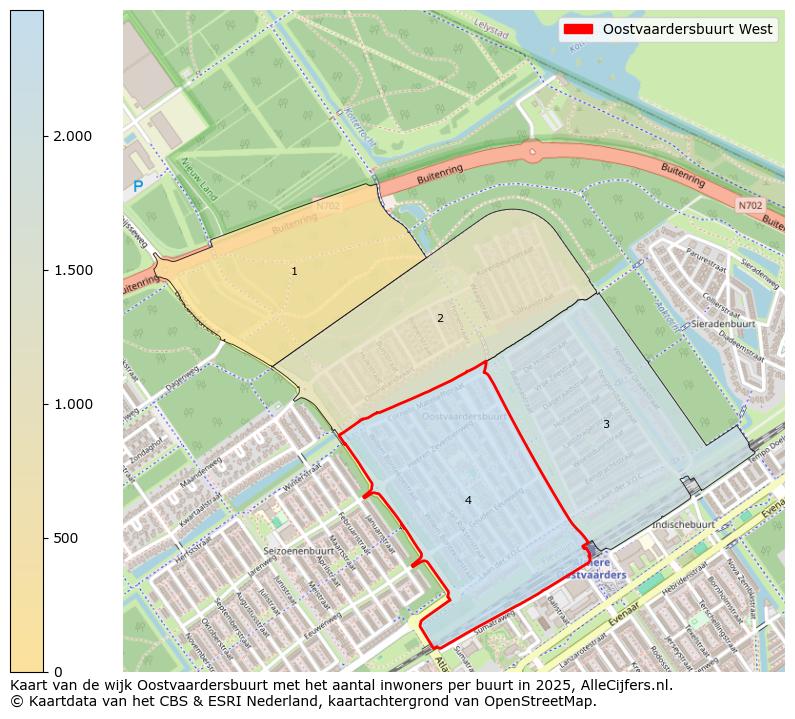 Afbeelding van de Oostvaardersbuurt West op de kaart.