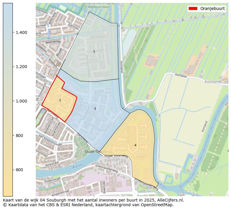 Afbeelding van de Oranjebuurt op de kaart.