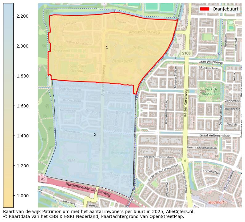 Afbeelding van de Oranjebuurt op de kaart.