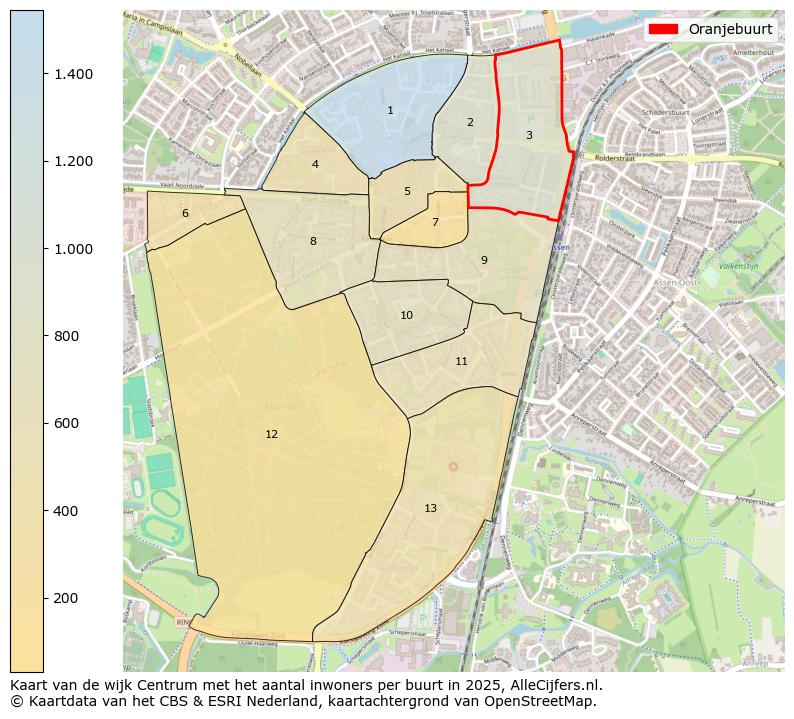 Afbeelding van de Oranjebuurt op de kaart.