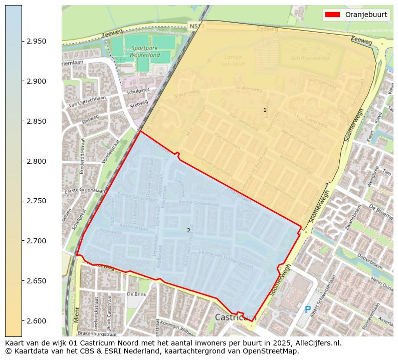 Afbeelding van de Oranjebuurt op de kaart.