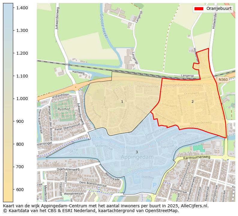 Afbeelding van de Oranjebuurt op de kaart.