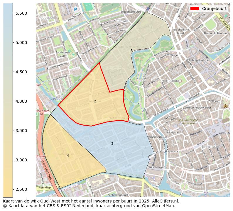 Afbeelding van de Oranjebuurt op de kaart.