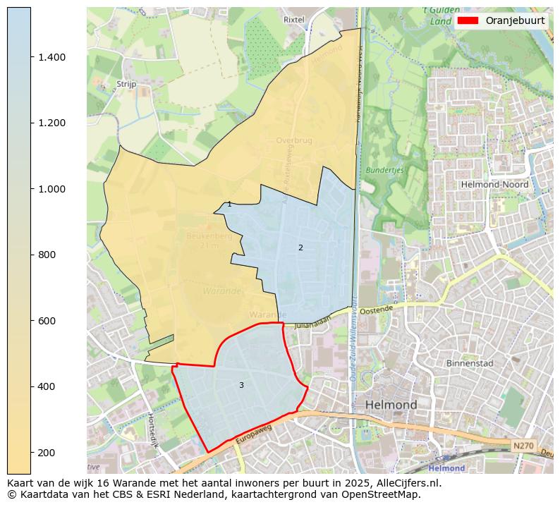 Afbeelding van de Oranjebuurt op de kaart.