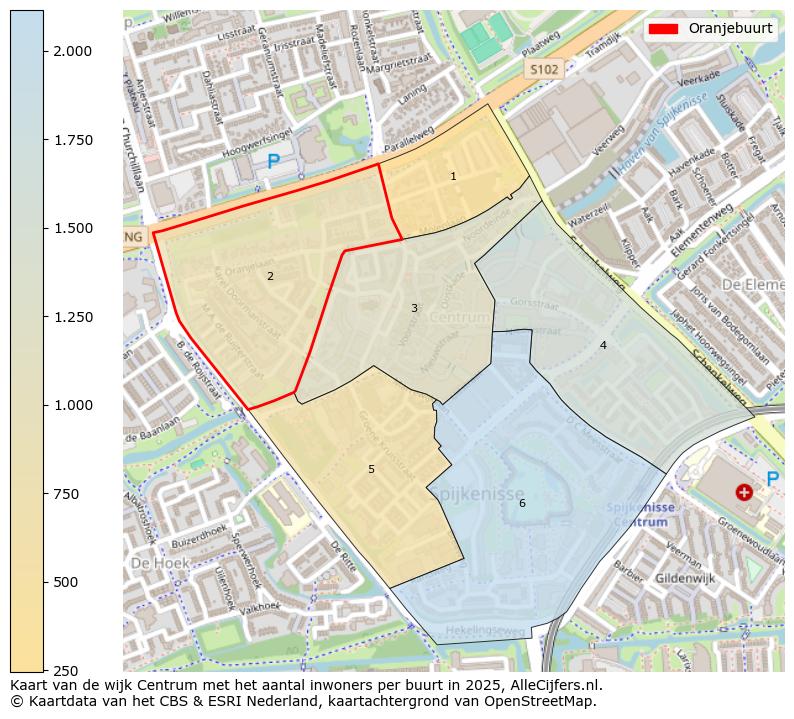 Afbeelding van de Oranjebuurt op de kaart.