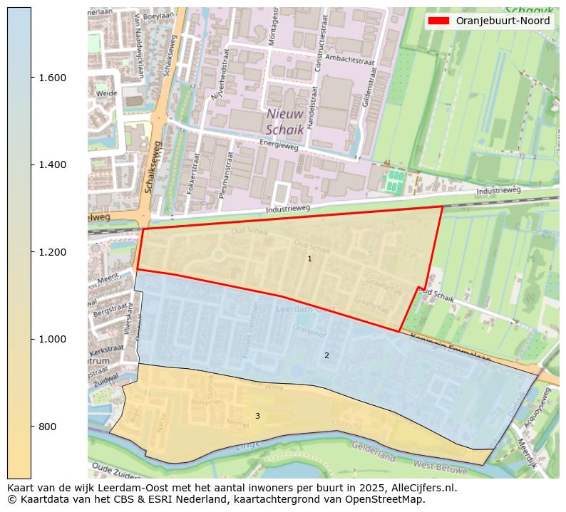 Afbeelding van de Oranjebuurt-Noord op de kaart.
