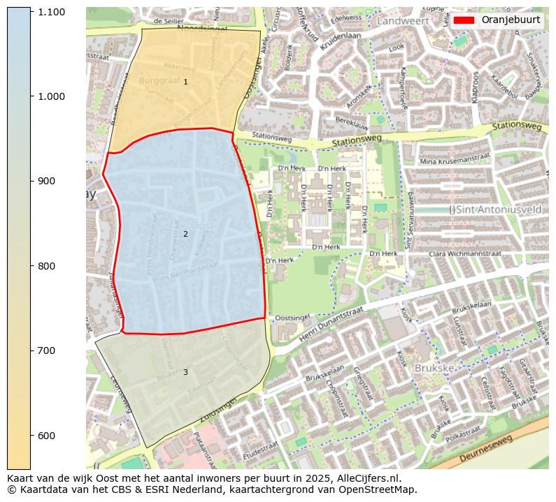 Afbeelding van de Oranjebuurt op de kaart.