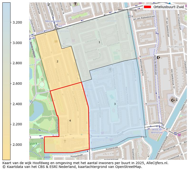 Afbeelding van de Orteliusbuurt-Zuid op de kaart.