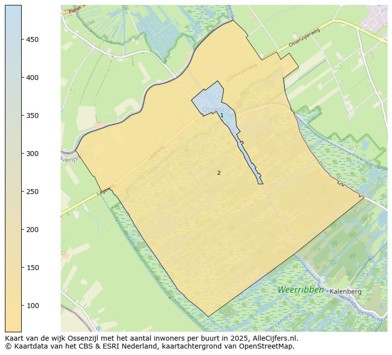 Afbeelding van de wijk Ossenzijl op de kaart.