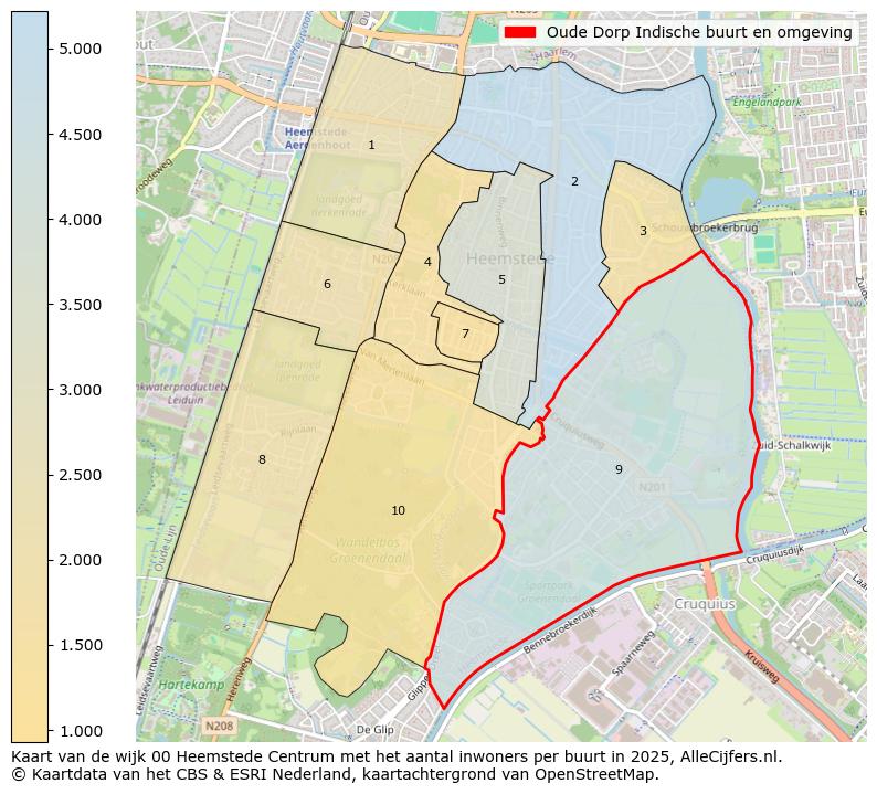 Afbeelding van de Oude Dorp Indische buurt en omgeving op de kaart.