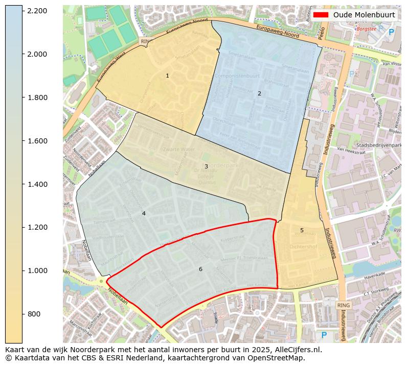 Afbeelding van de Oude Molenbuurt op de kaart.