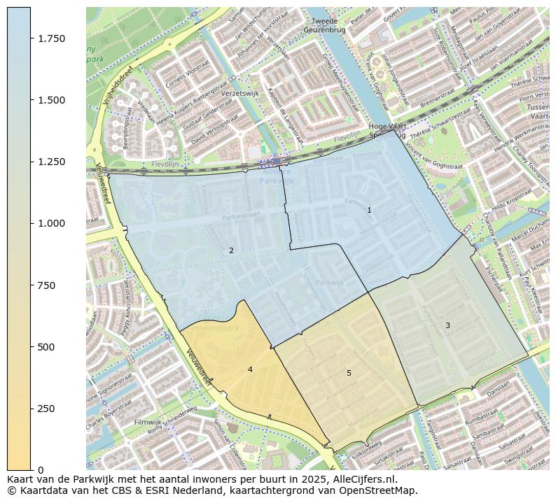 Afbeelding van de Parkwijk op de kaart.