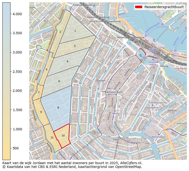 Afbeelding van de Passeerdersgrachtbuurt op de kaart.