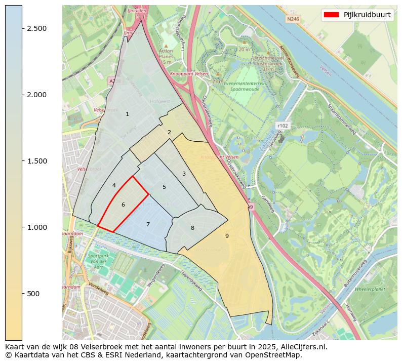 Afbeelding van de Pijlkruidbuurt op de kaart.