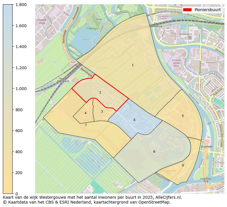 Afbeelding van de Pioniersbuurt op de kaart.