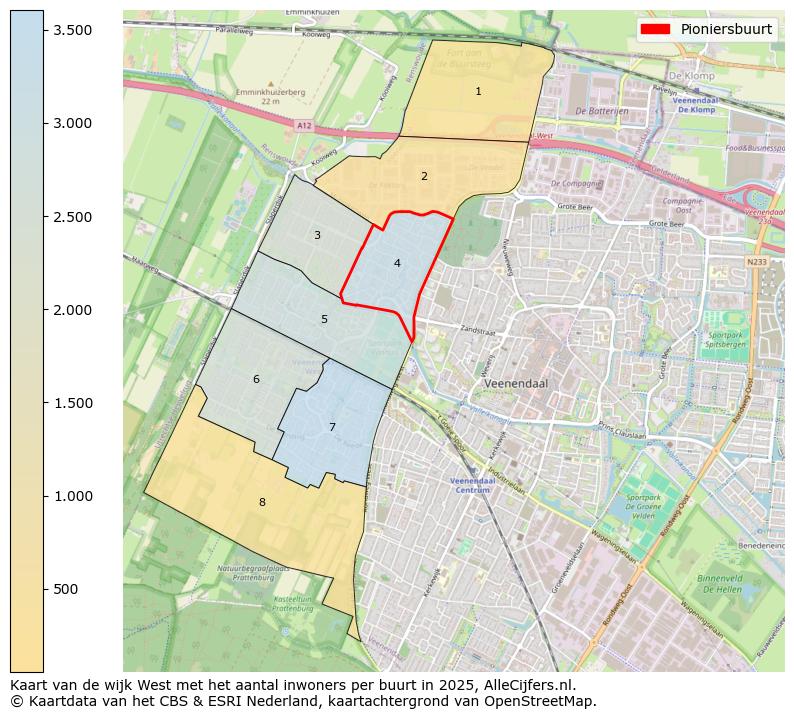 Afbeelding van de Pioniersbuurt op de kaart.