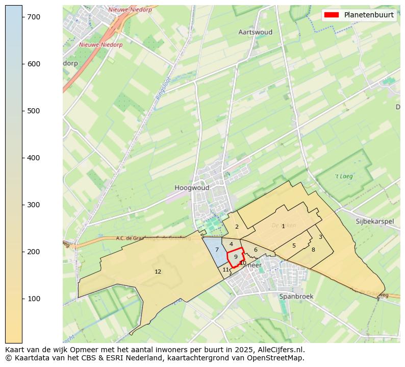 Afbeelding van de Planetenbuurt op de kaart.