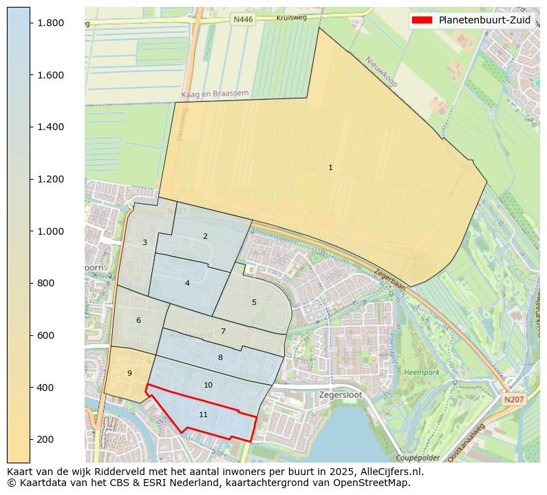 Afbeelding van de Planetenbuurt-Zuid op de kaart.