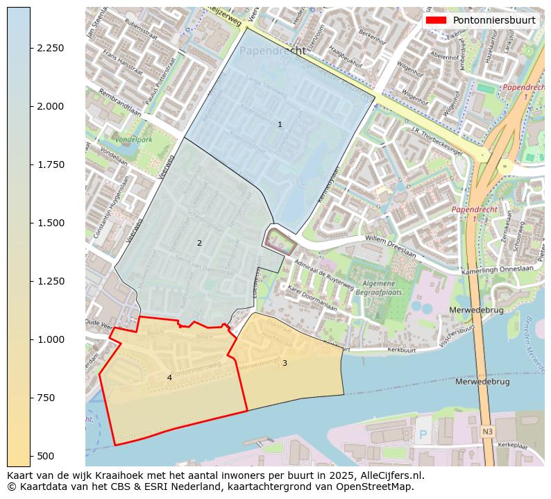 Afbeelding van de Pontonniersbuurt op de kaart.