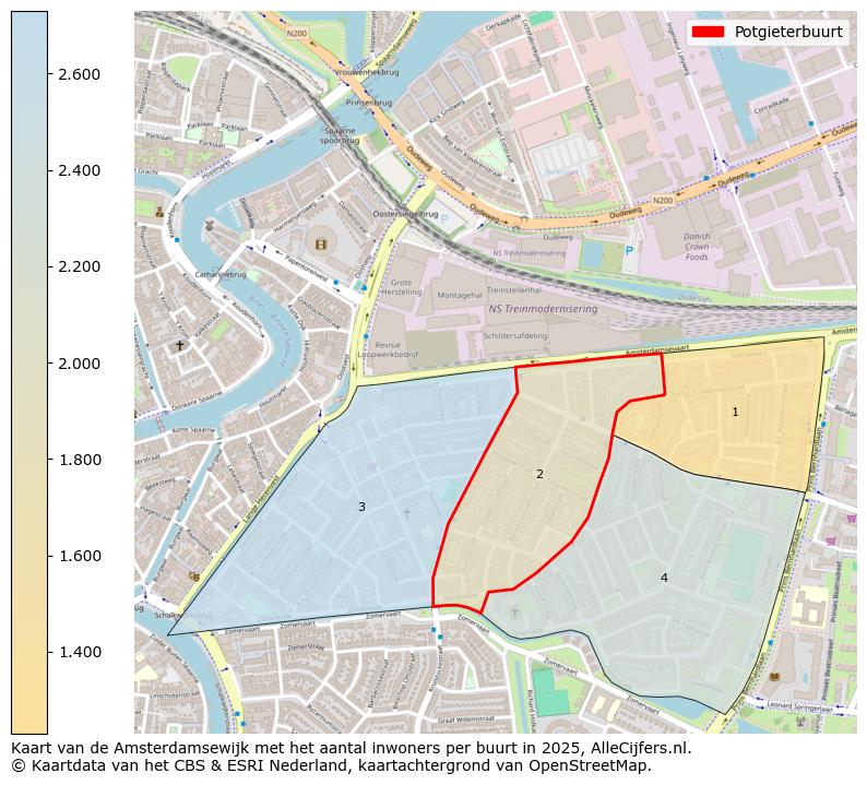 Afbeelding van de Potgieterbuurt op de kaart.