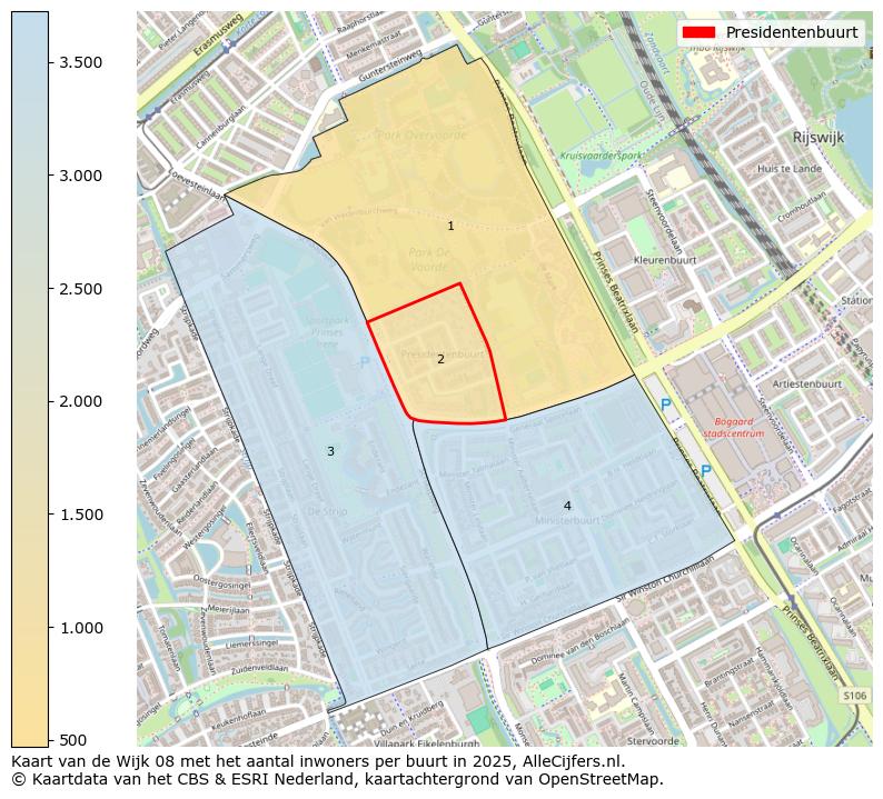 Afbeelding van de Presidentenbuurt op de kaart.